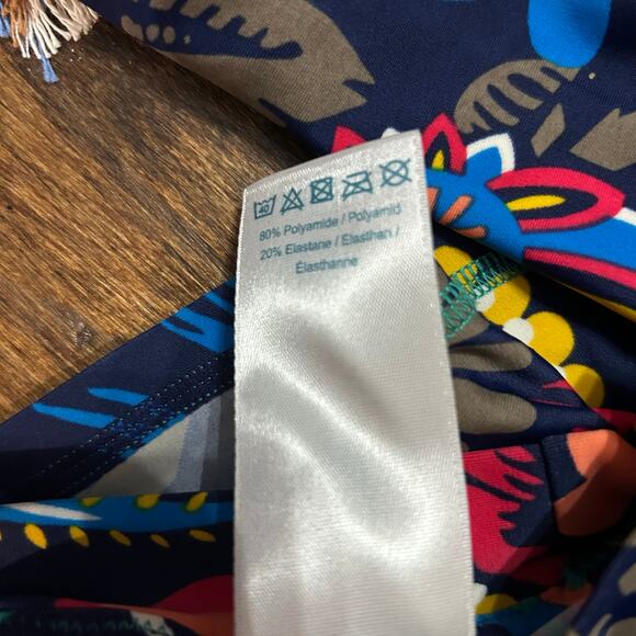 Boden Rashguard Womens Size 8 Long Sleeve Swim Top Navy Floral Paisley Modest - Picture 6 of 6